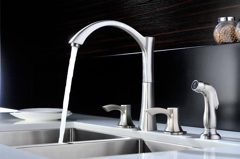 2-Handle Standard Kitchen Faucet in Brushed Nickel O849381