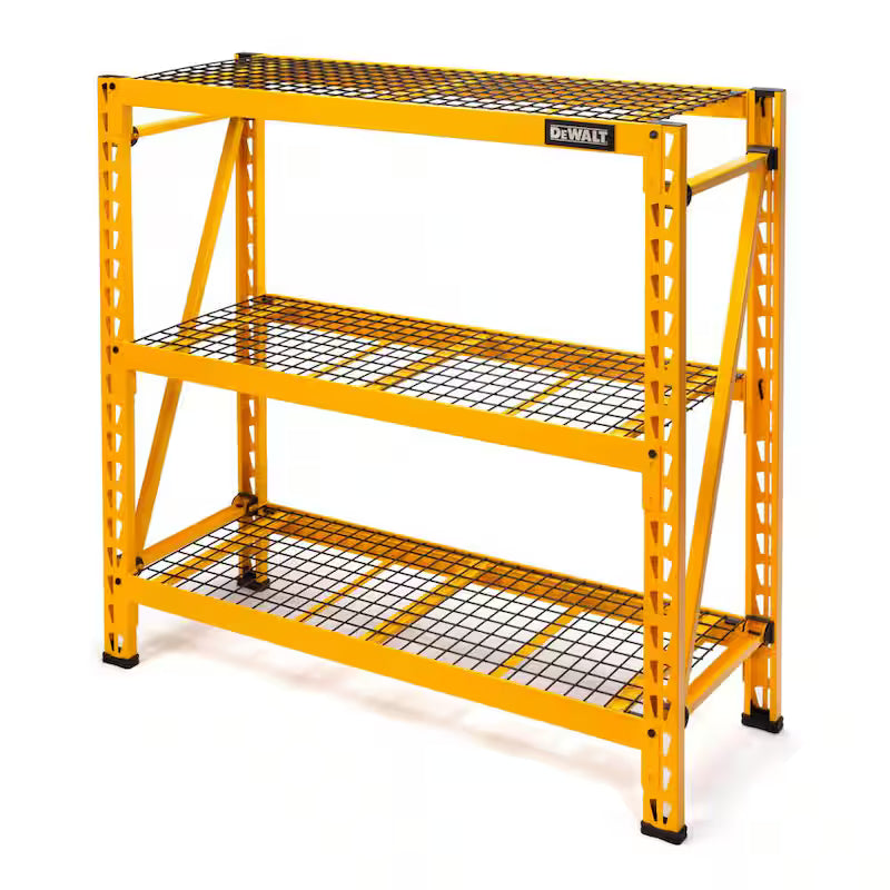 Yellow 3-Tier Wire Steel Shelving Unit L66466
