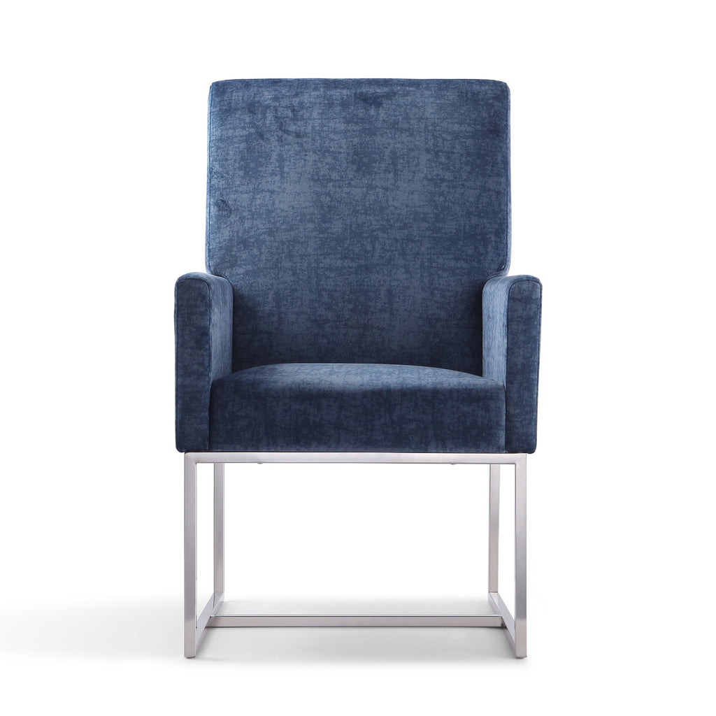 Champagne Upholstered Metal Dining Armchair V540
