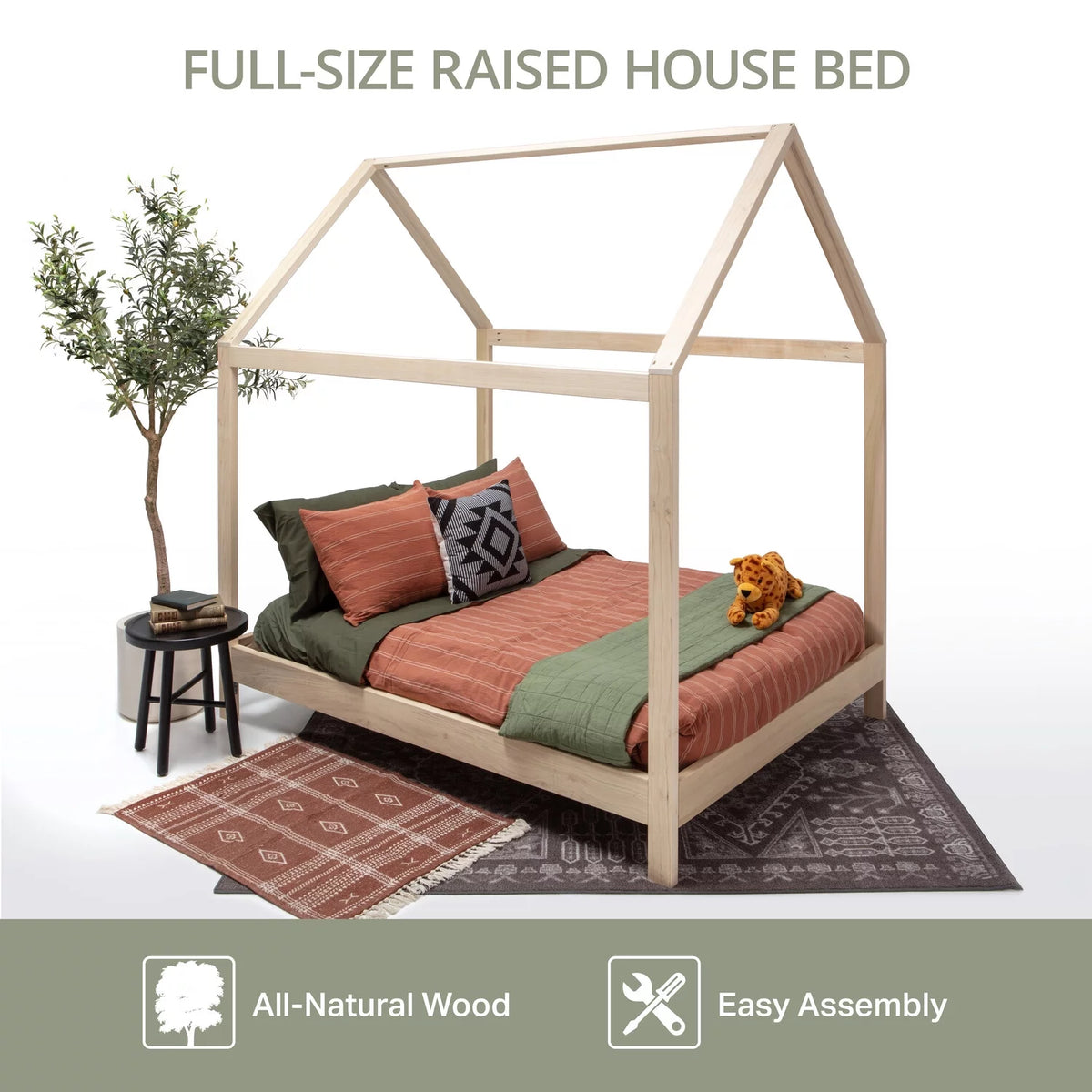 Full Size House Bed with Raised Base R8088