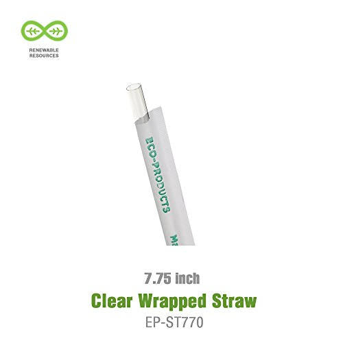 7.75 Clear Wrapped Straw, 400/PK, 24 PK/CT E130779