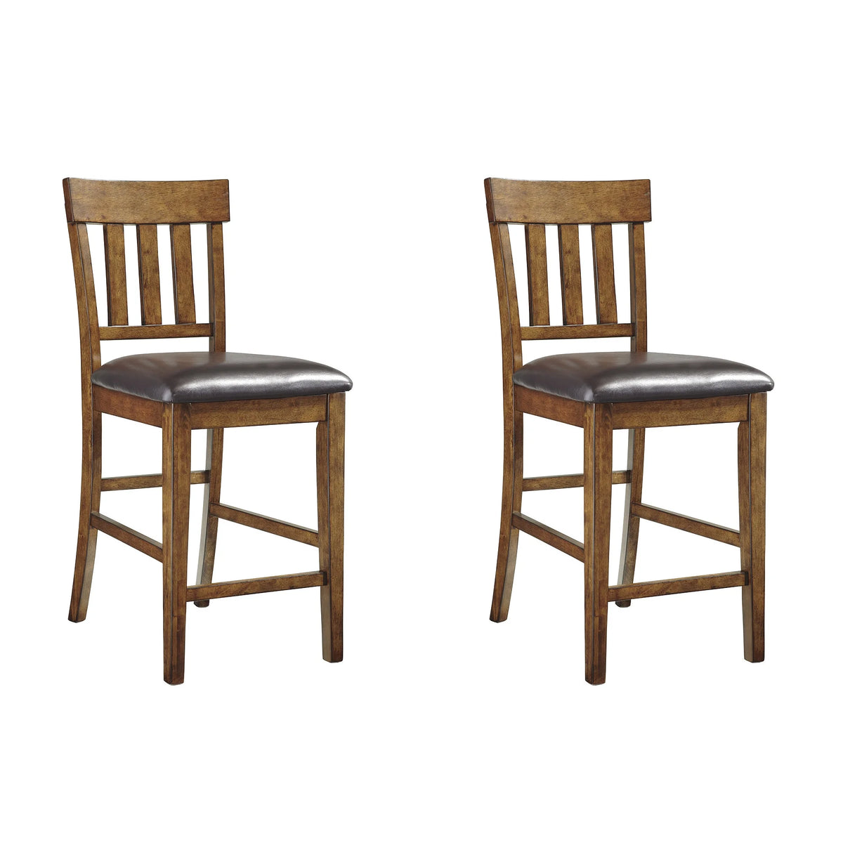 Set of 2 Counter Height Faux Leather Seat Barstool P1176
