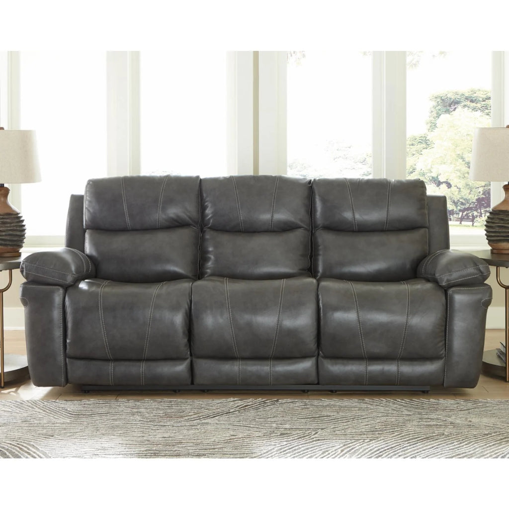 Chocolate Leather Power Reclining Sofa with Headrest R21501
