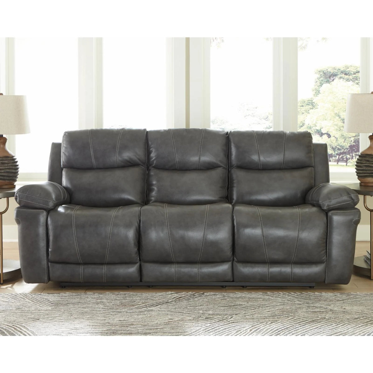 Chocolate Leather Power Reclining Sofa with Headrest R21501