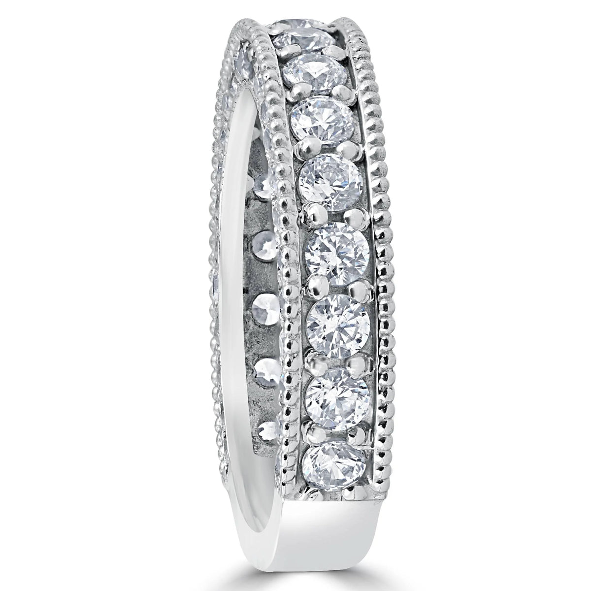 Vintage Diamond Wedding Ring 14K White Gold J61934