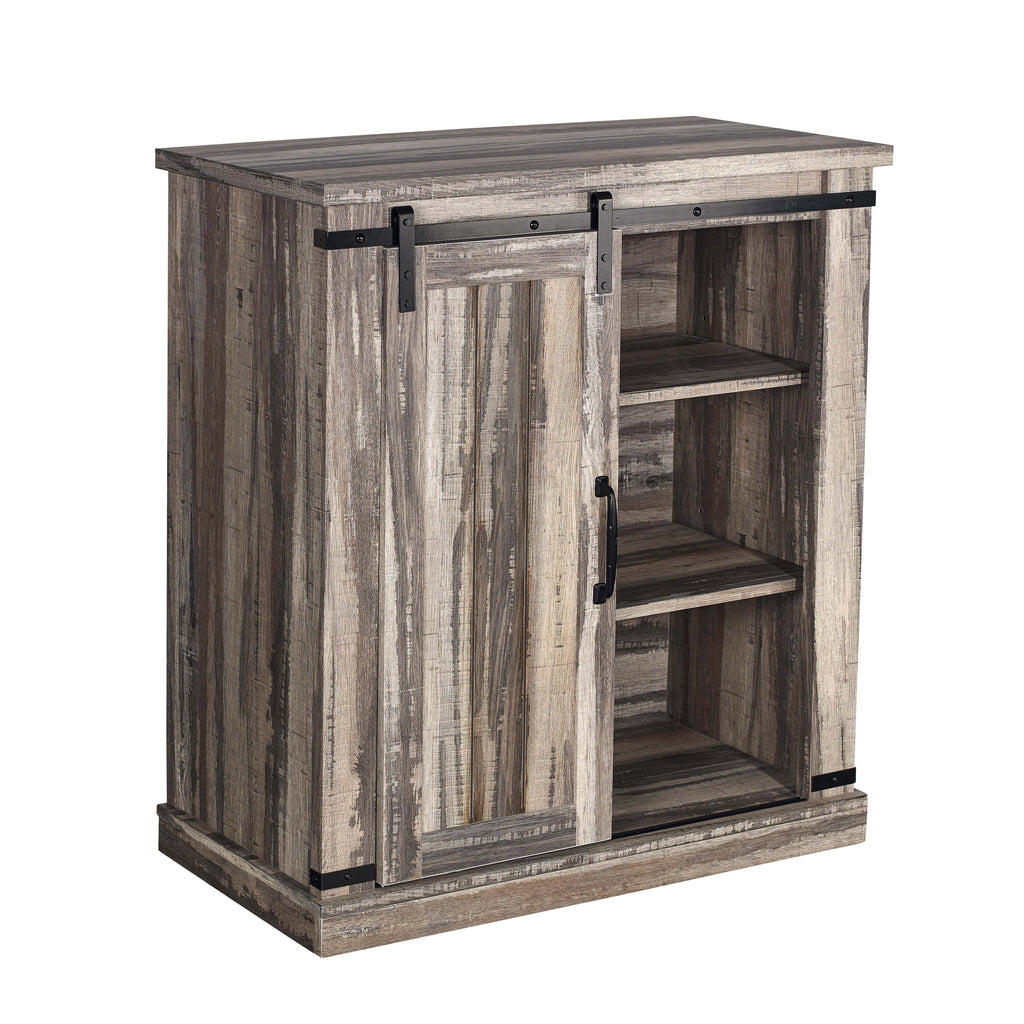 Aged Wood Sliding Barn Door Accent Cabinet S7043
