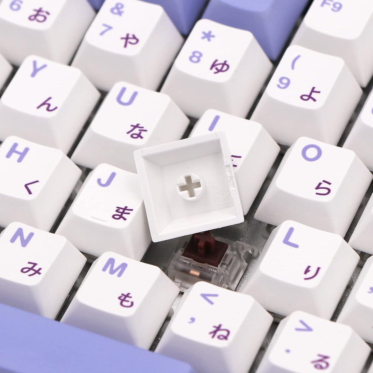 Purple White PBT Keycap Set for Mechanical Keyboards, 135 Key, Cherry Profile Z45139