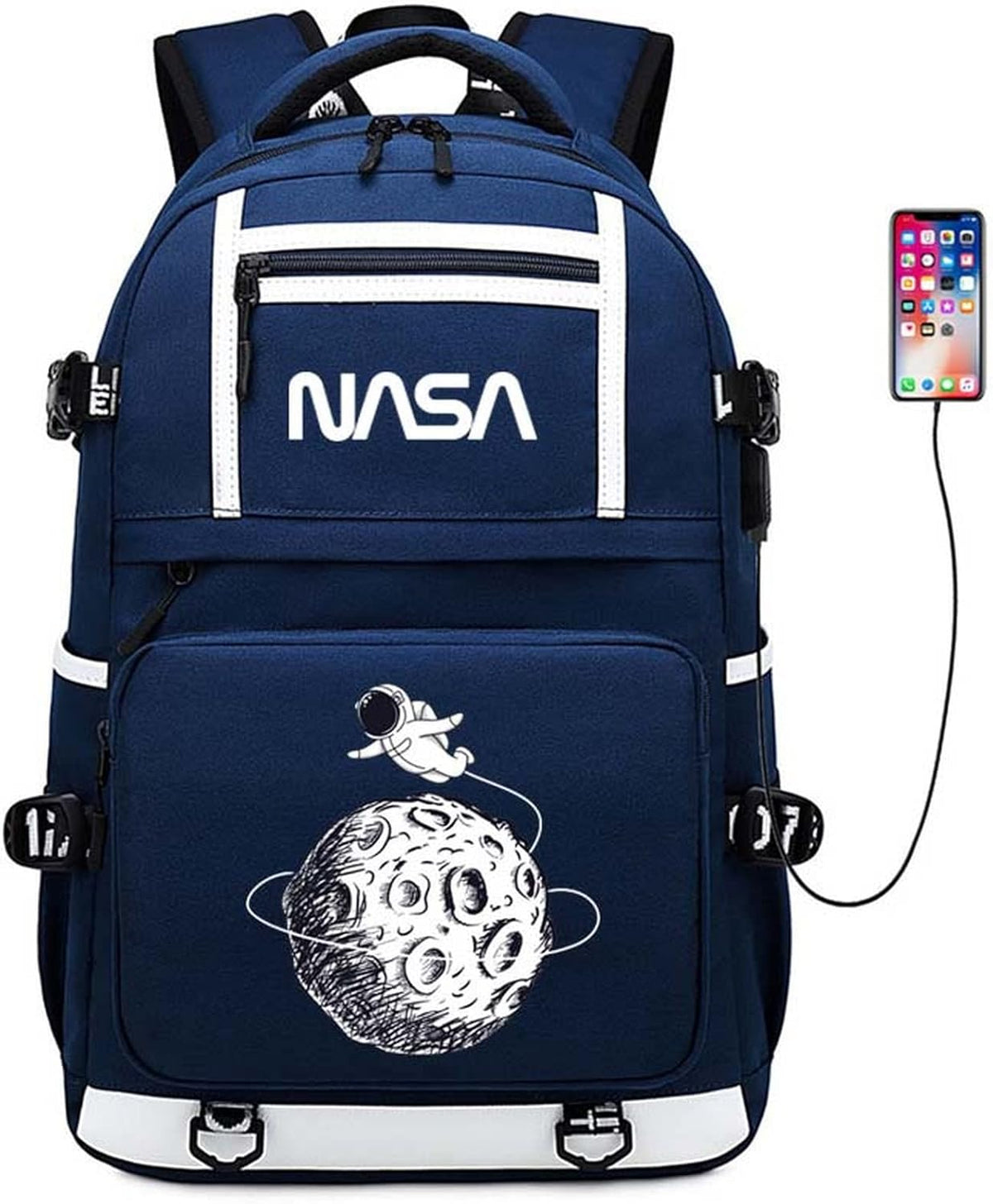 NASA Astronaut USB Backpack Laptop Bag H43621