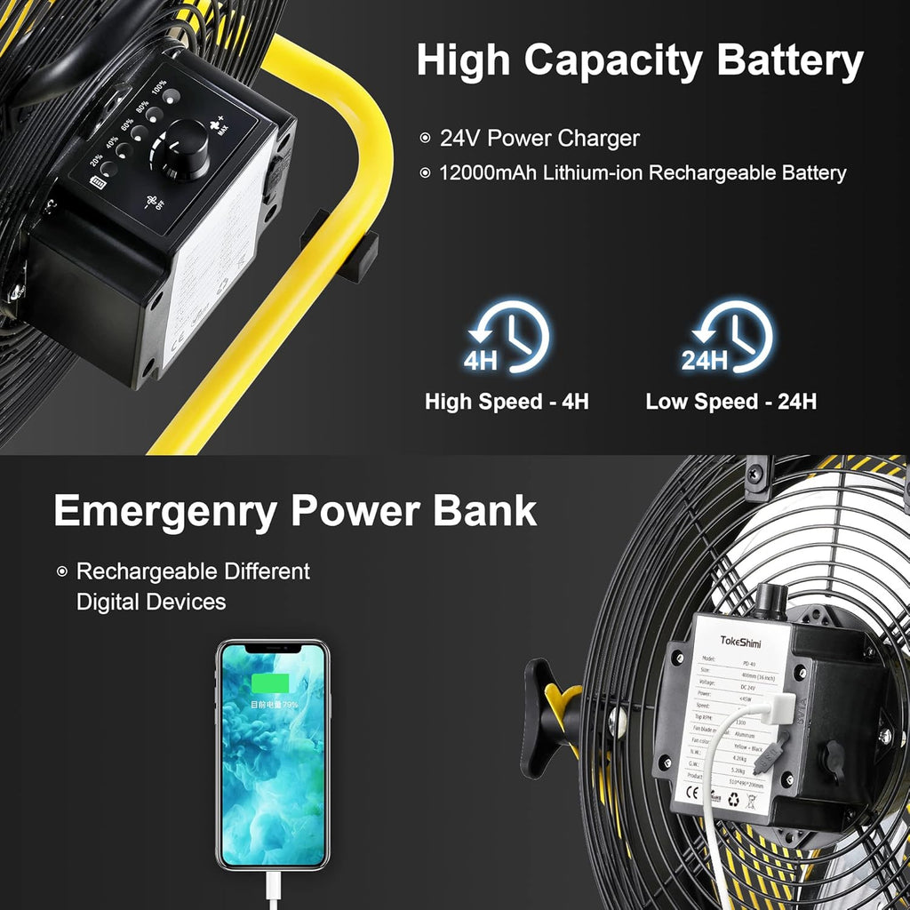 Cordless Rechargeable 12 Inch Floor Fan with Metal Blade R762