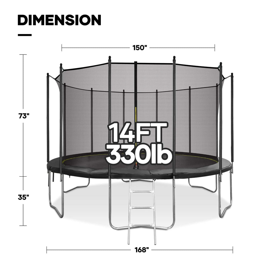14 FT Trampoline with Ladder, Safety Enclosure, Wind Stakes E55029