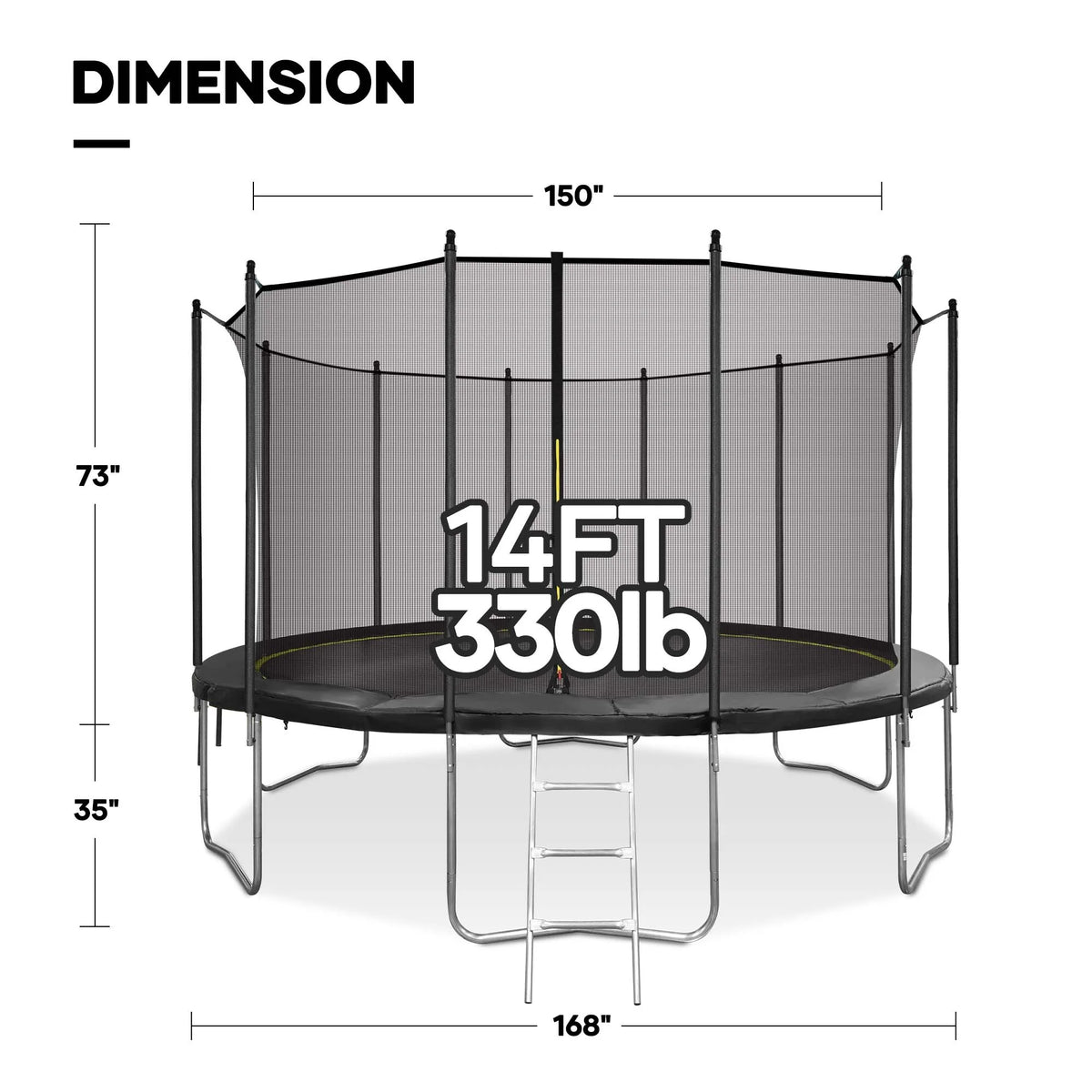 14 FT Trampoline with Ladder, Safety Enclosure, Wind Stakes E55029