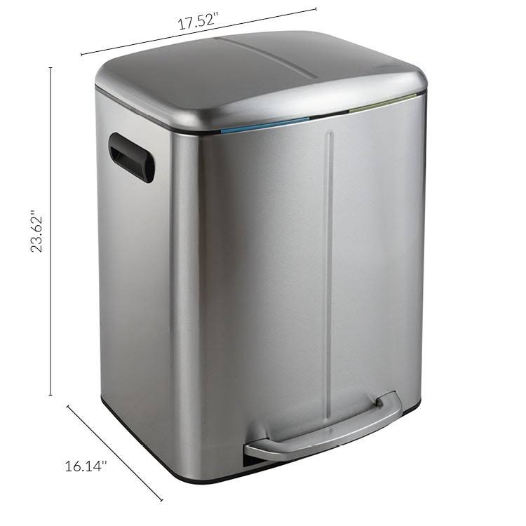 White 10.5-Gallon Double Bucket Trash Can with Lid Q4156