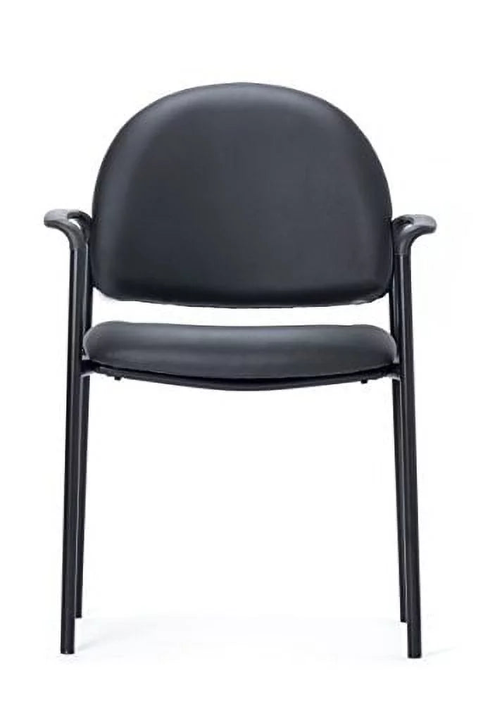 Stackable Guest Chair with Arms Black Vinyl T8647