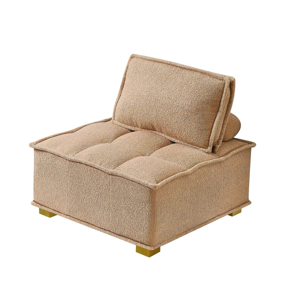 Single Sofa Ottoman with Gold Wooden Legs Teddy Fabric L452224