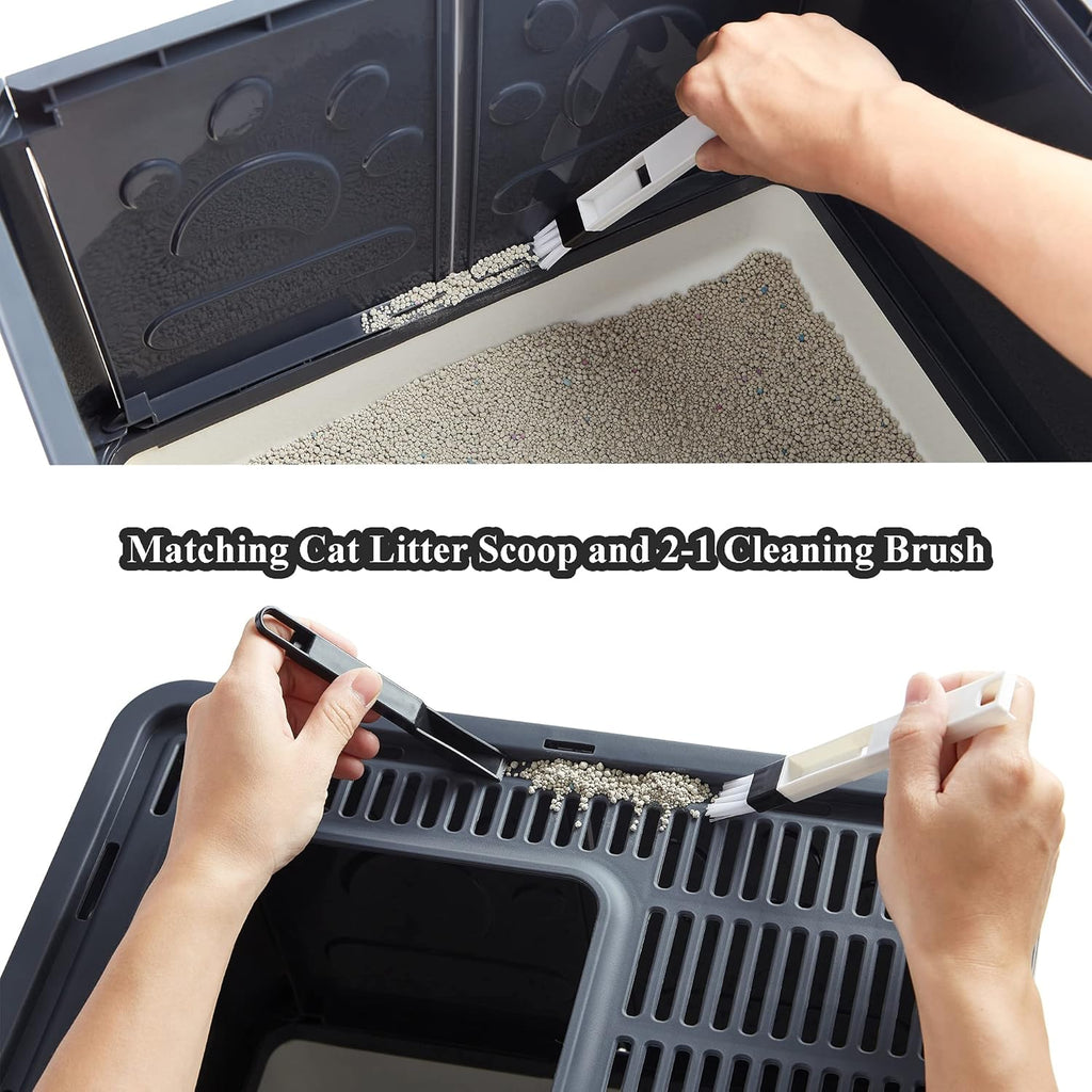 Black Covered Cat Litter Box with Lid V665416