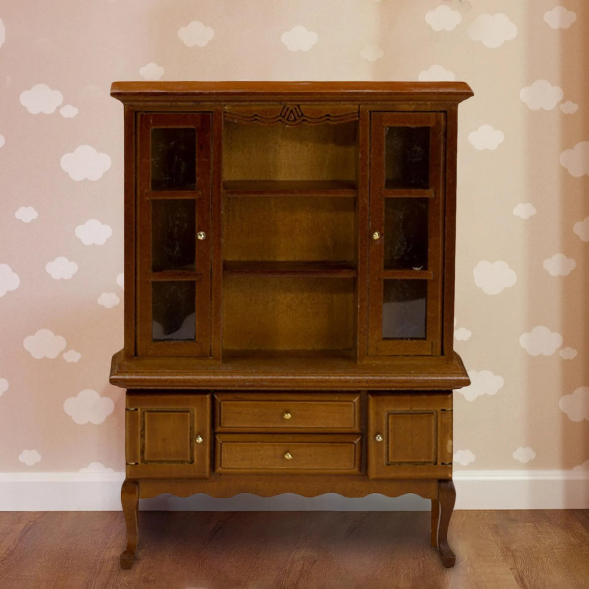 Walnut Miniature Bookcase Cabinet P9271