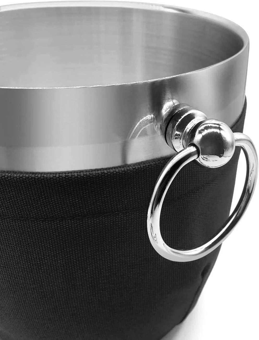 Black Double Walled Stainless Steel Insulated Ice Bucket with Nylon Holder A384