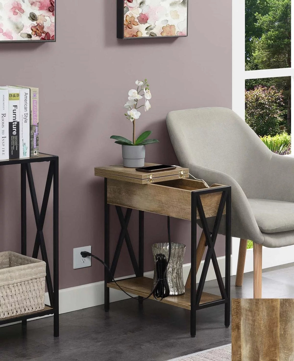 End Table with Charging Station and Shelf N56405