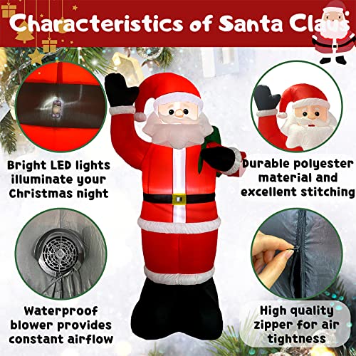 Inflatable Christmas Yard Decoration 8FT Santa Claus with Built-in LED Light D127491