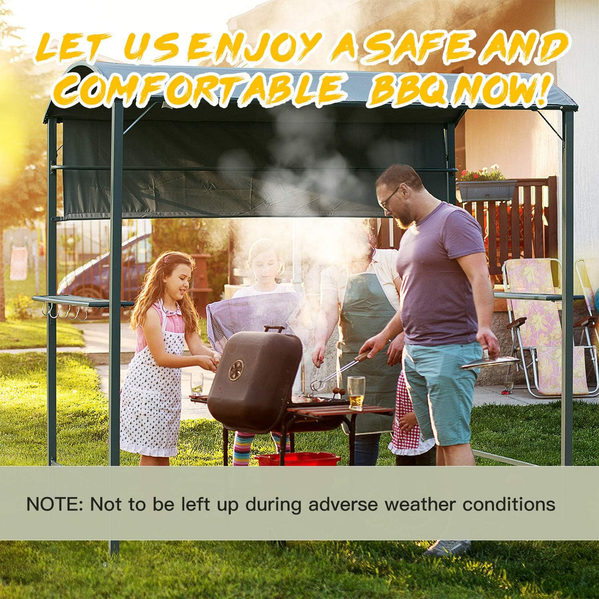 7FT BBQ Grill Gazebo Canopy with Sun Shade Panel S222