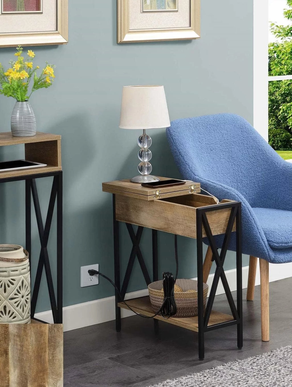 End Table with Charging Station and Shelf N56405