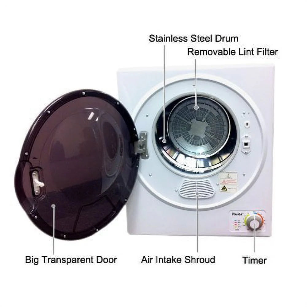 3.5 Cu.ft Compact Portable Electric Laundry Dryer, 13 Lbs Capacity, White and Black A395