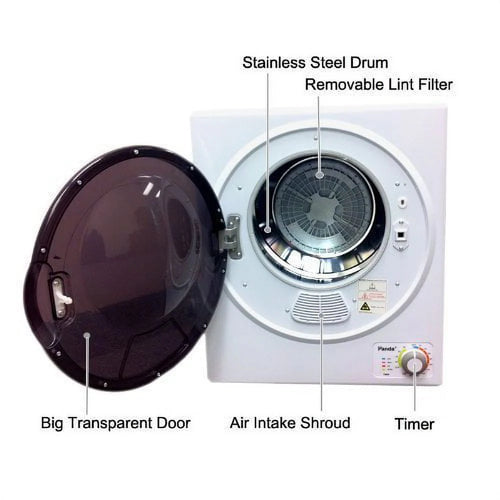 3.5 Cu.ft Compact Portable Electric Laundry Dryer, 13 Lbs Capacity, White and Black A395