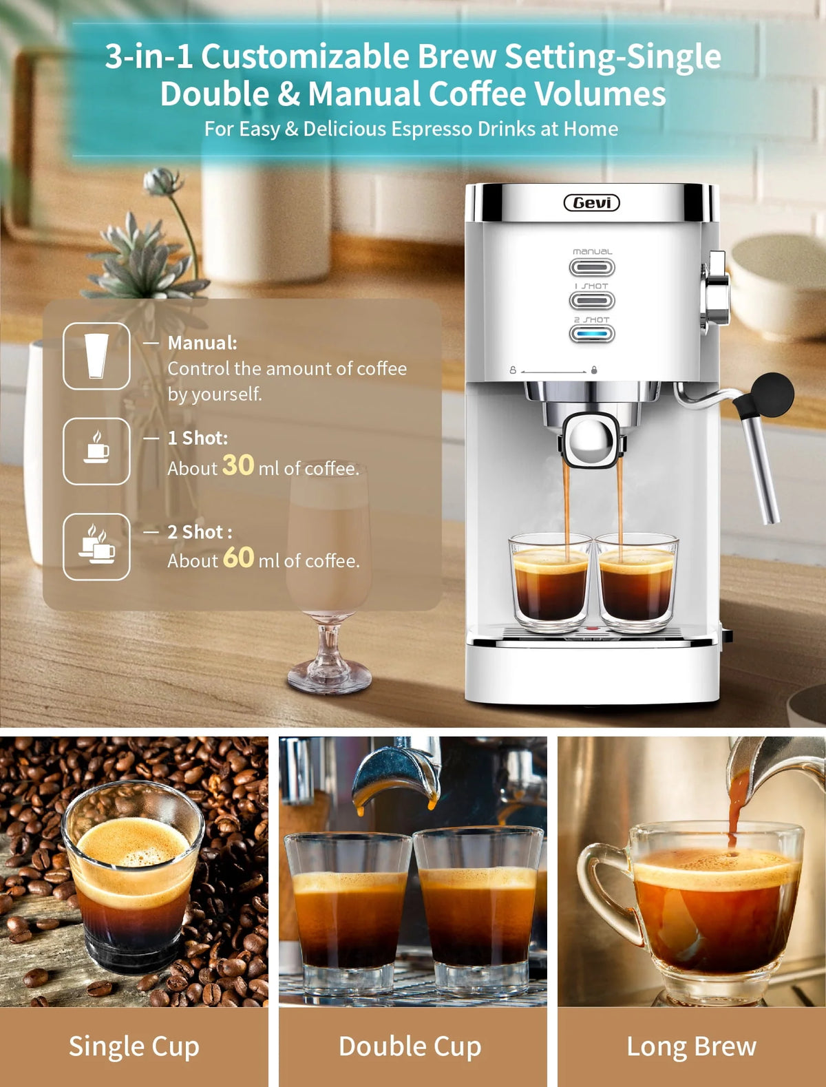 20 Bar Espresso Machine with Milk Frother Wand R13208