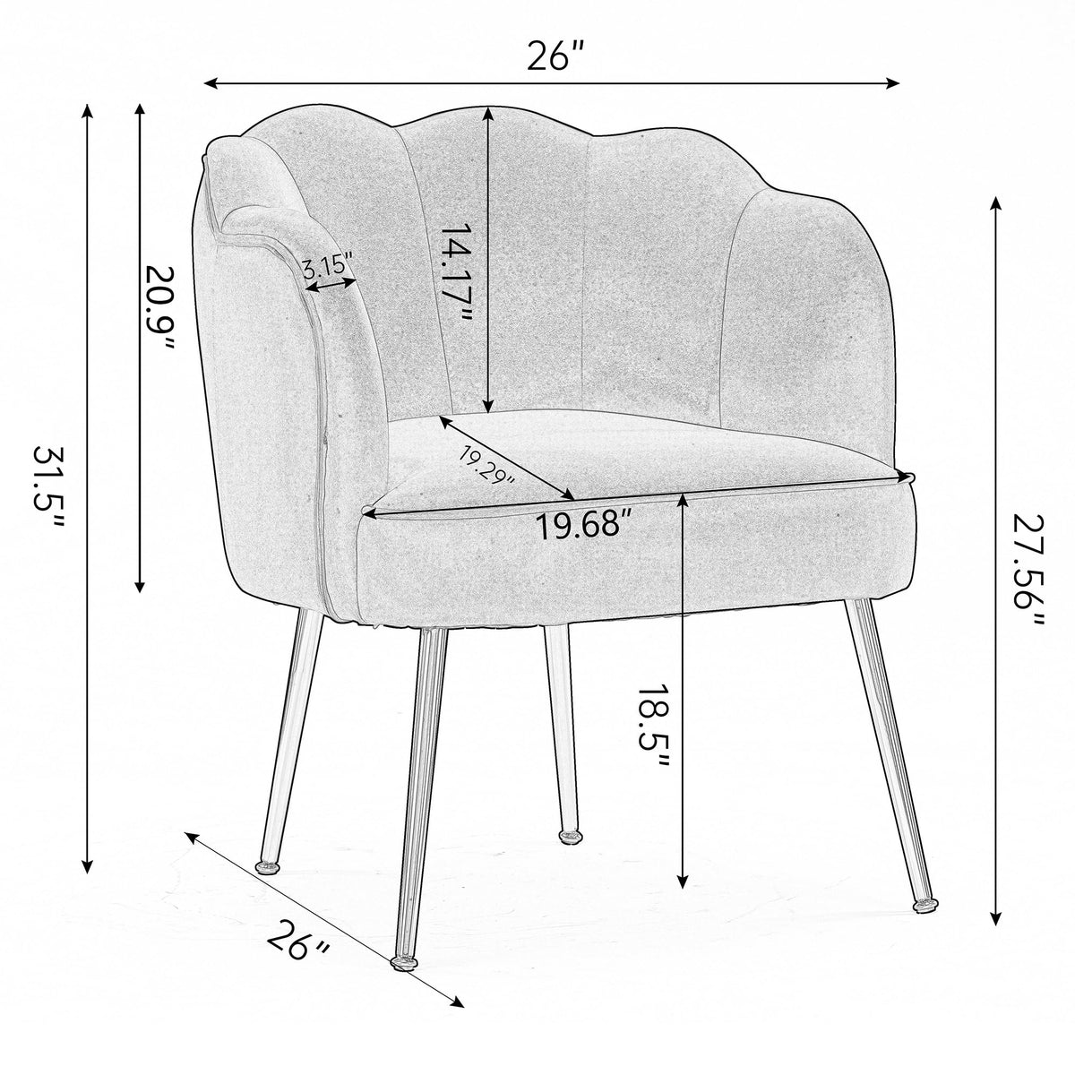 Velvet Fabric Armchair With Gold Legs Q139313