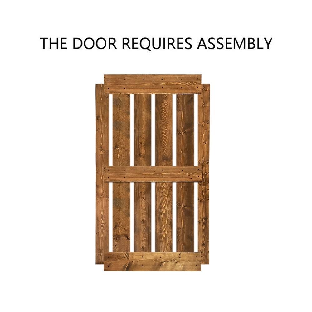 Walnut 2-Panel Stained Pine Wood Single Barn Door V7225