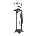 Matte Black Freestanding Floor Mounted Bath Tub Filler Faucets with Hand Held Shower Head W2365