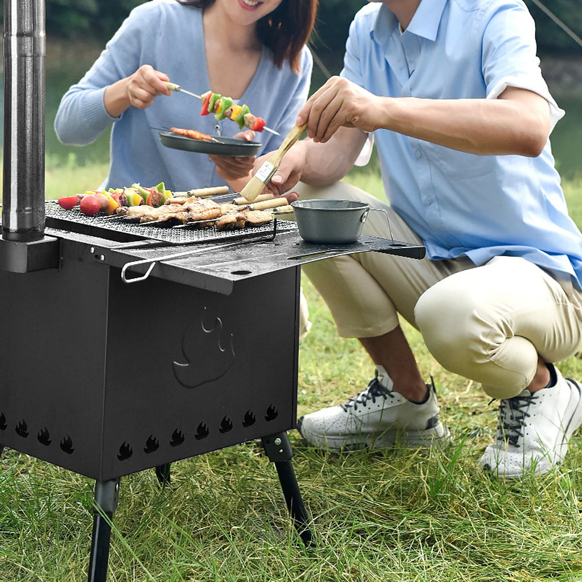 Portable Foldable Wood Burning Camp Tent with Chimney U8659