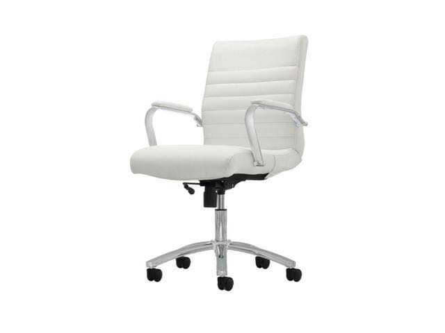 White Leather Mid-Back Chair X6817