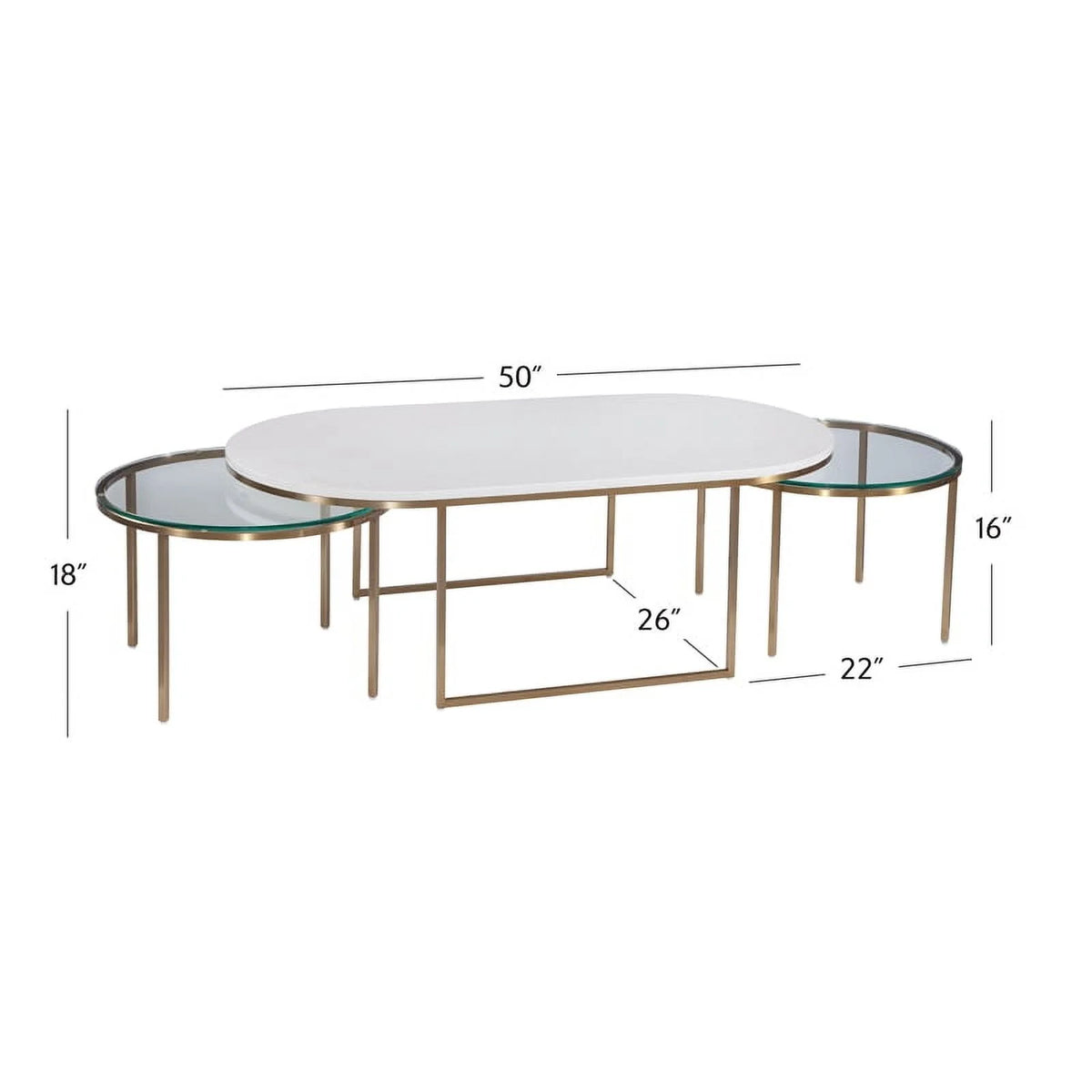 Gold Metal and White Terrazzo Nesting Cocktail Table G506120