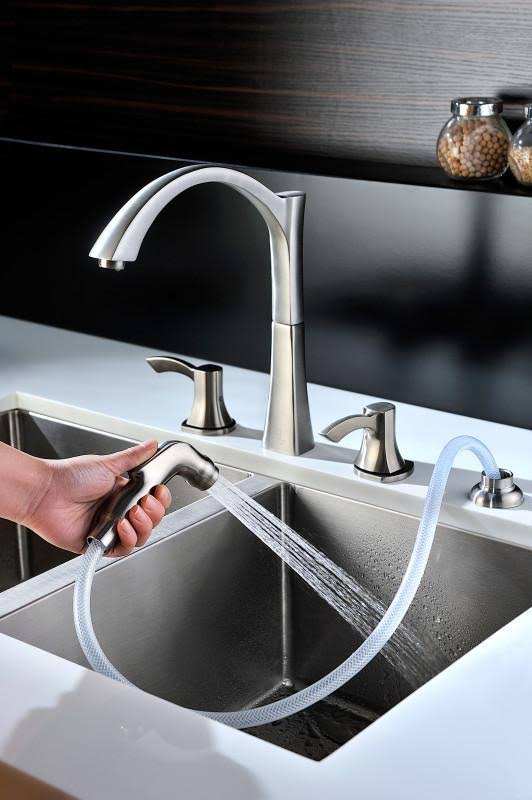 2-Handle Standard Kitchen Faucet in Brushed Nickel O849381
