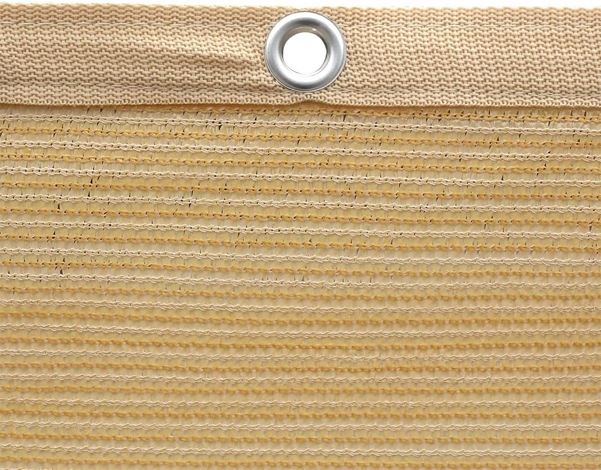 90% Shade Fabric Sun Shade Cloth Taped Edge with Grommets 12’ x 20’, Wheat N58022