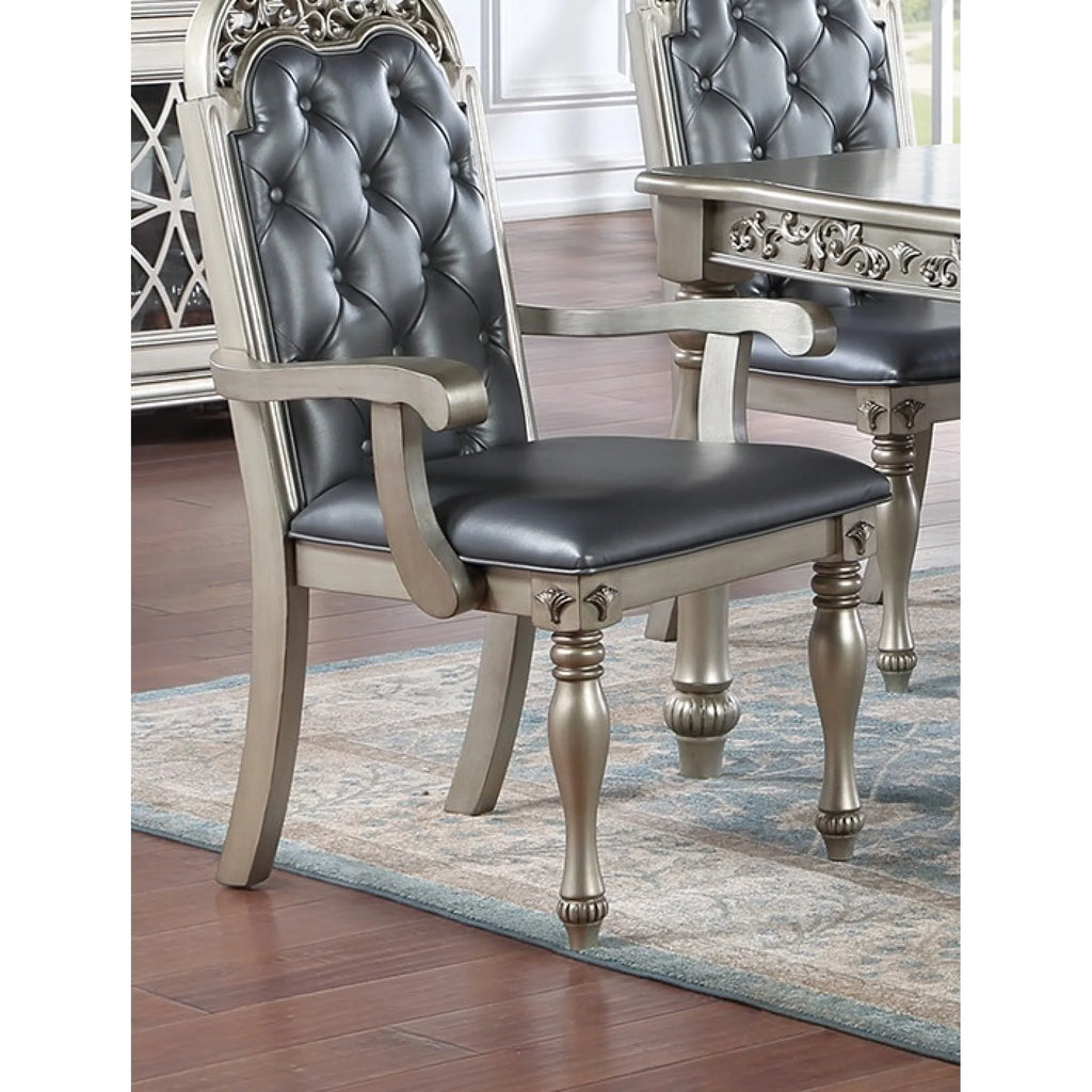 Grey Silver Rubberwood Upholstered Dining Chairs Set of 2 L3643