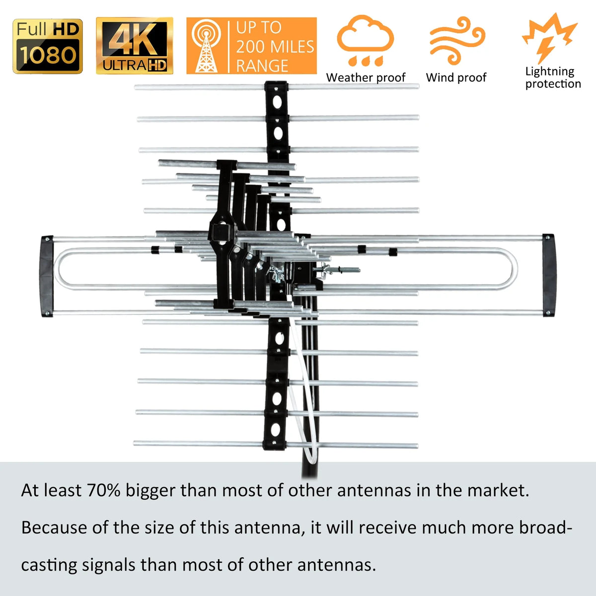 Outdoor HDTV Antenna with Mounting Pole O14396