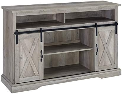 Stone Gray Barnwood Sliding Door Wood TV Stand F201