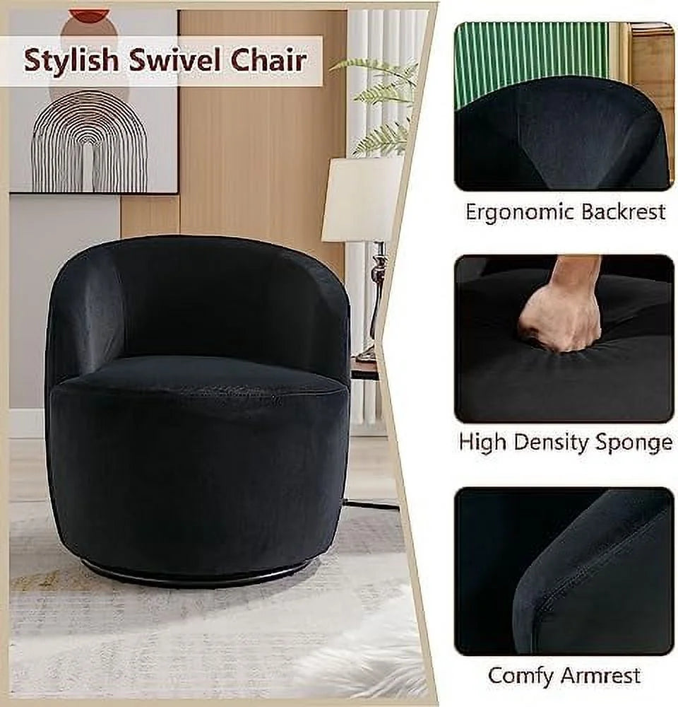 Black Velvet Swivel Barrel Accent Chairs Set of 2 G990