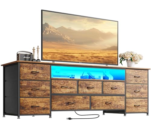 63 Inch 11 Drawer Dresser with Power Outlets and LED Lights N760591
