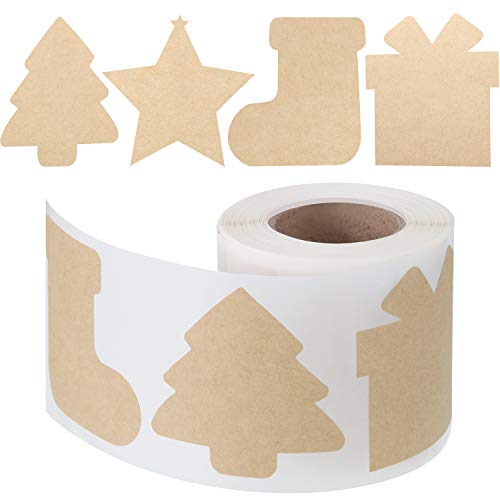 300 Pcs Brown Kraft Paper Christmas Gift Tags Stickers 2.5 x 2.5 Inches P496728