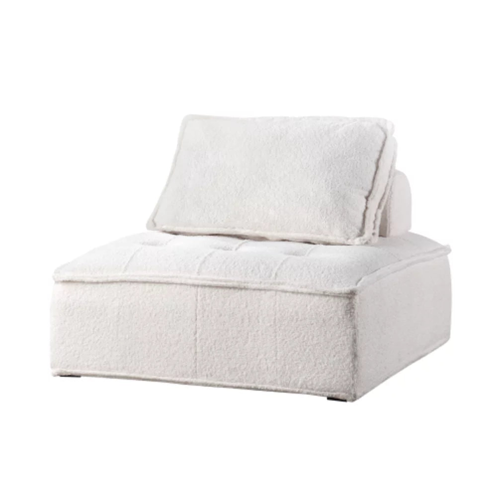 White Lambskin Sherpa Oversized Armless Accent Chair Y40854