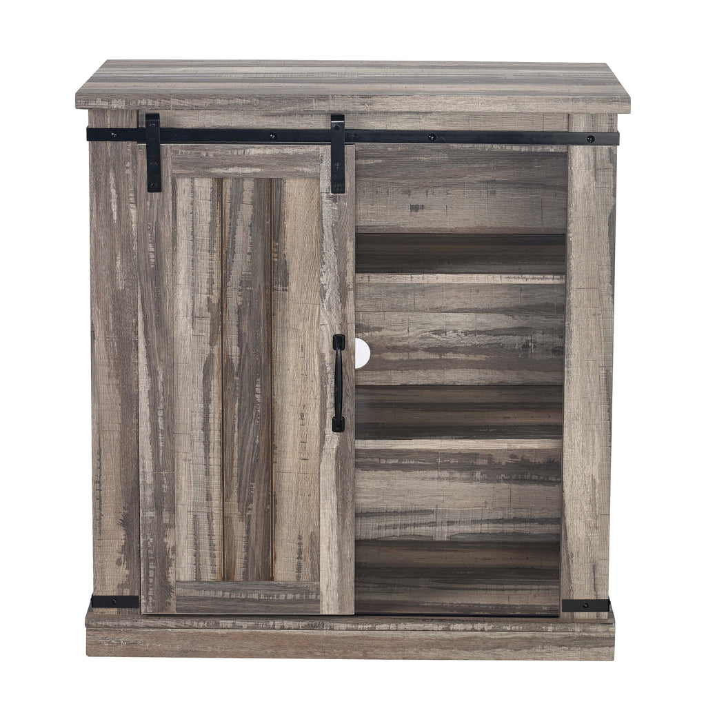 Aged Wood Sliding Barn Door Accent Cabinet S7043