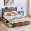 Queen Bed Frame with Storage Drawers and Charging Station U252510
