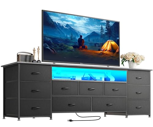 63 Inch 11 Drawer Dresser with Power Outlets and LED Lights N760591