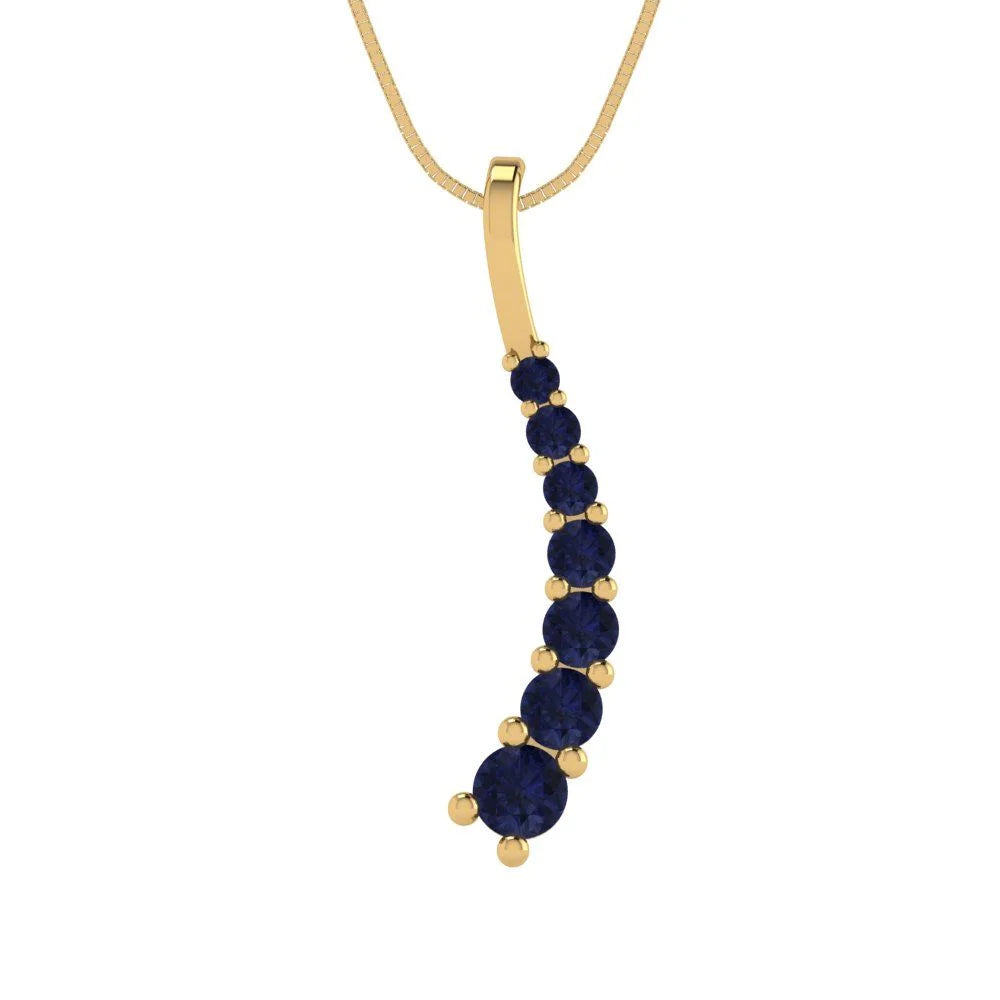 14k Yellow Gold Blue Sapphire Pendant with 18" Chain A566762