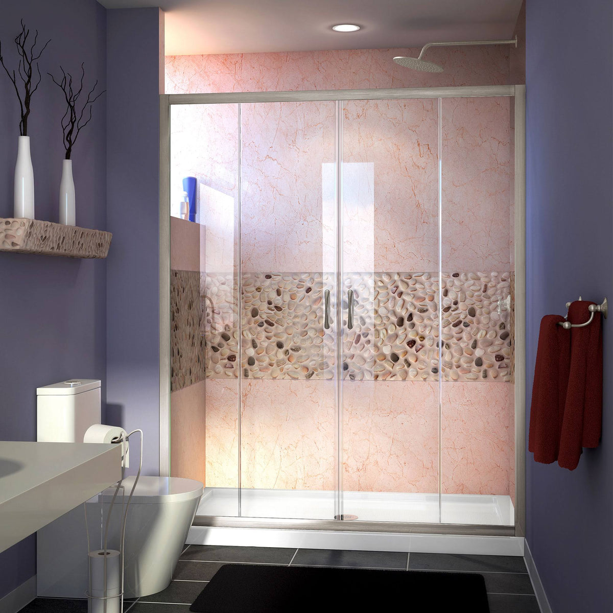 Sliding Shower Door and Shower Base Center Drain K241346