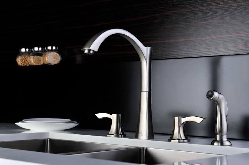 2-Handle Standard Kitchen Faucet in Brushed Nickel O849381
