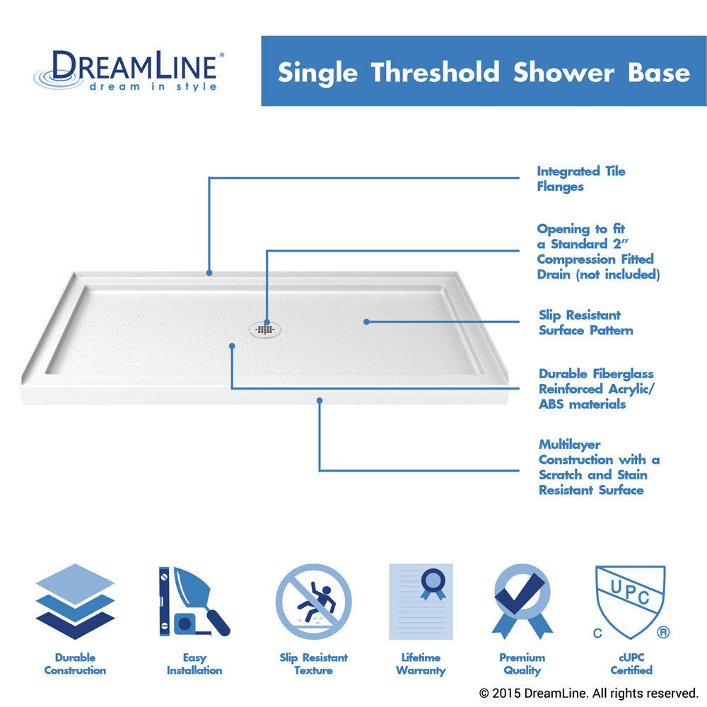 Sliding Shower Door and Shower Base Center Drain K241346